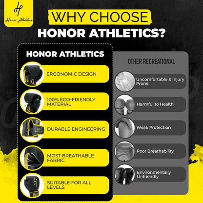 Honor Athletics Black Gold Boxing Gloves why choose